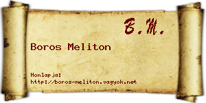 Boros Meliton névjegykártya